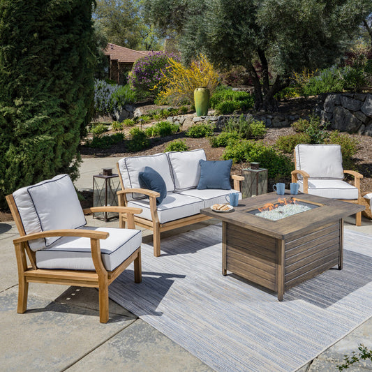 Outdoor Patio Furniture Set with Propane Fire Pit Table