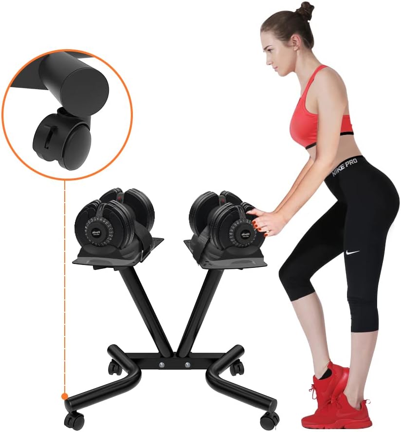 Adjustable Stand Fitness Dial Dumbbell Rack with Adjustable Belt for Home Gym Set