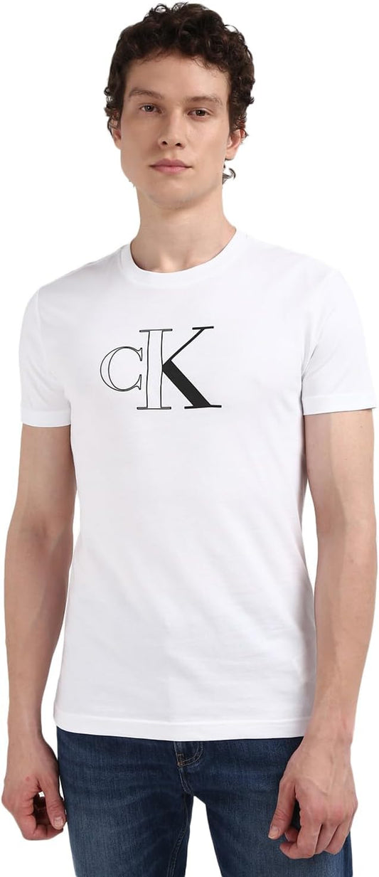 Calvin Klein Jeans Men's Outline Monologo Short Sleeve Round Neck T-Shirt
