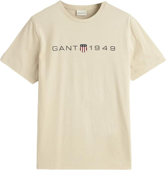 GANT Men's Printed Graphic SS T-Shirt, Silky Beige, XL