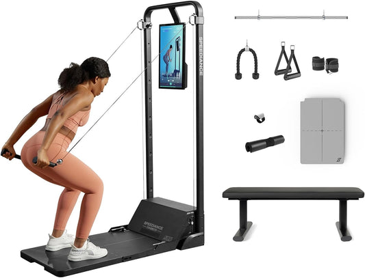 Smart Home Gym System, Multifunctional Smith Machine Home Gym Power Cage, Portable Cable Machine for Home Workout, Full Body Strength Training Fitness Exercise Machine