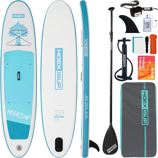 Inflatable Stand Up Paddle Board, 10ft Paddle Boards for Adults with Premium SUP Paddleboard Accessories & Backpack, Wide Stable Design, Non-Slip Comfort Deck for Beginners & Experts