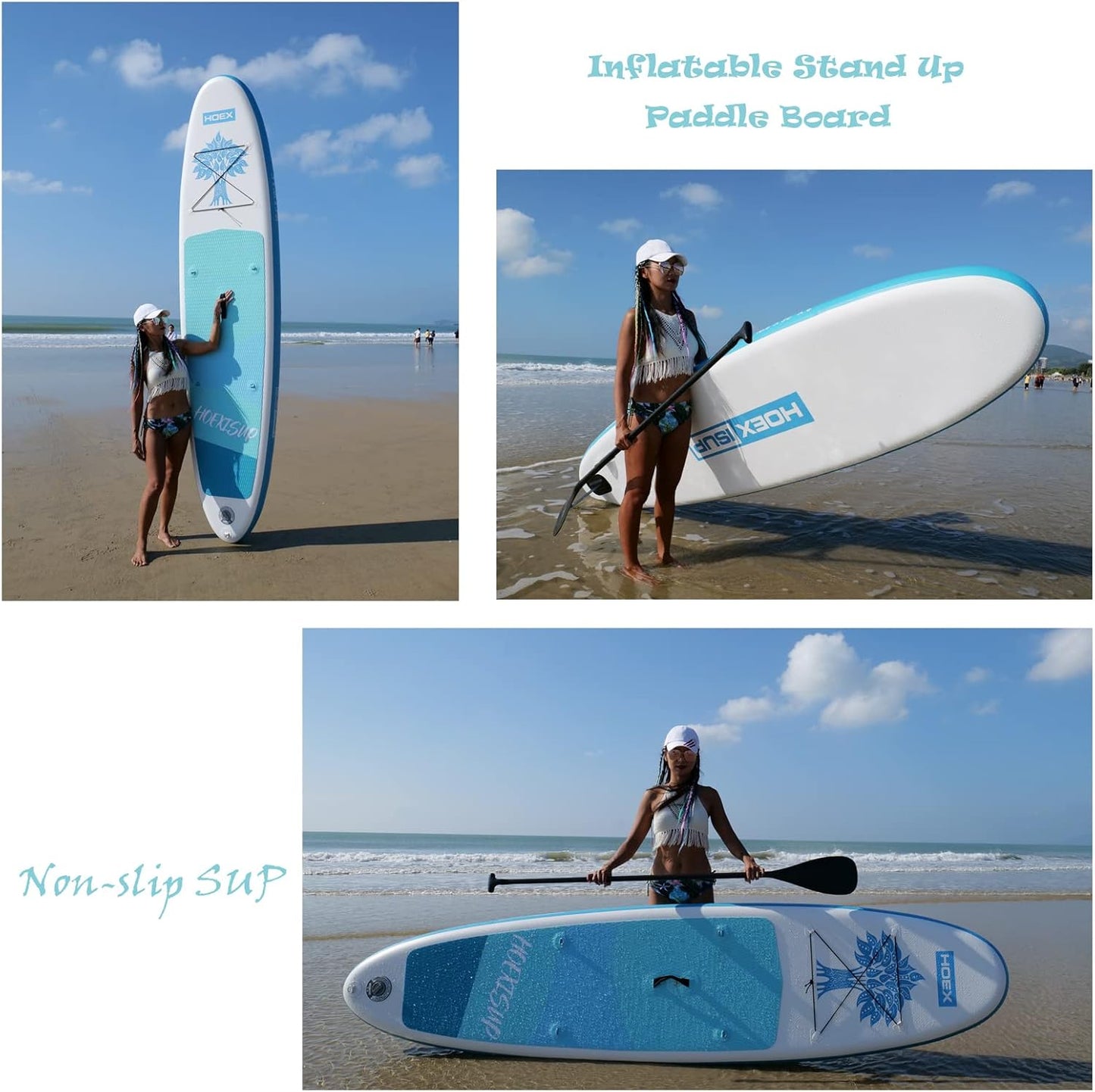 Inflatable Stand Up Paddle Board, 10ft Paddle Boards for Adults with Premium SUP Paddleboard Accessories & Backpack, Wide Stable Design, Non-Slip Comfort Deck for Beginners & Experts