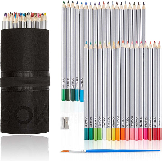 OOKU Watercolor Colored Pencils for Adult Watercolor Brush Pens for Coloring,Layering,Blending,Painting