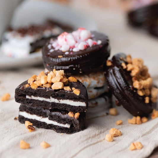 12 Chocolate Valentines Cookies Gift Basket, Gourmet Covered Candy Gift Box for Food Delivery, Cookie Gift Ideas for Galentines Friends Co-workers