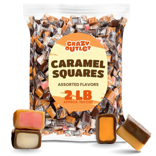 Caramel Cubes Mix - 2 Pound Bulk Pack (About 150 Count) - Assorted Flavors - Soft Filled Candy - Individually Wrapped