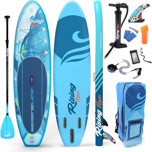 OceanLife Inflatable Stand up Paddle Board - TOT - Non-Slip SUP with Paddle, Pump, Leash, and Complete Accessories - Enjoyable Water Paddle Board for Adults and Youth with Stable and Wide Design