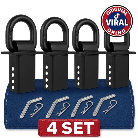 Torvec Heavy Duty Adjustable Trailer Stake Pocket D Ring w/ 1/2" Hitch Pin, WLL 24000 lbs & 4 Holes for Adjustmen, Stake Pocket D-Ring Tie Downs Utility for Flatbed Trucks and Trailer 4 Pack Hardware Industrial Black