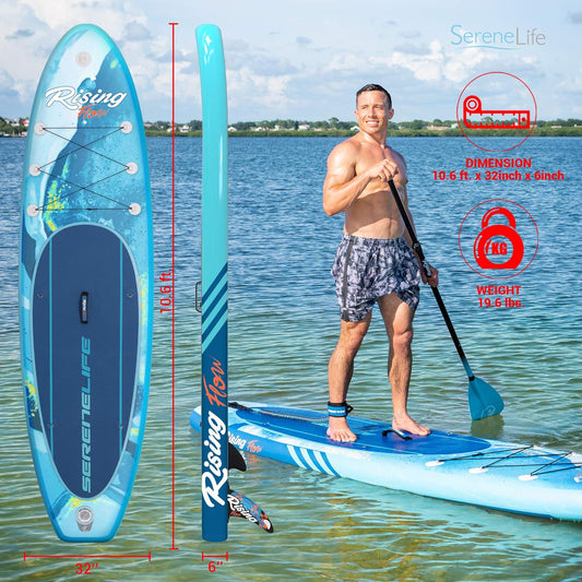 OceanLife Inflatable Stand up Paddle Board - TOT - Non-Slip SUP with Paddle, Pump, Leash, and Complete Accessories - Enjoyable Water Paddle Board for Adults and Youth with Stable and Wide Design