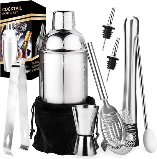 Cocktail Shaker Set, 18Oz Stainless Steel Bartender Kit Martini Margarita Cocktail Set Mix Drink Making Kit, Professional Bar and Home Drink Bar Tools