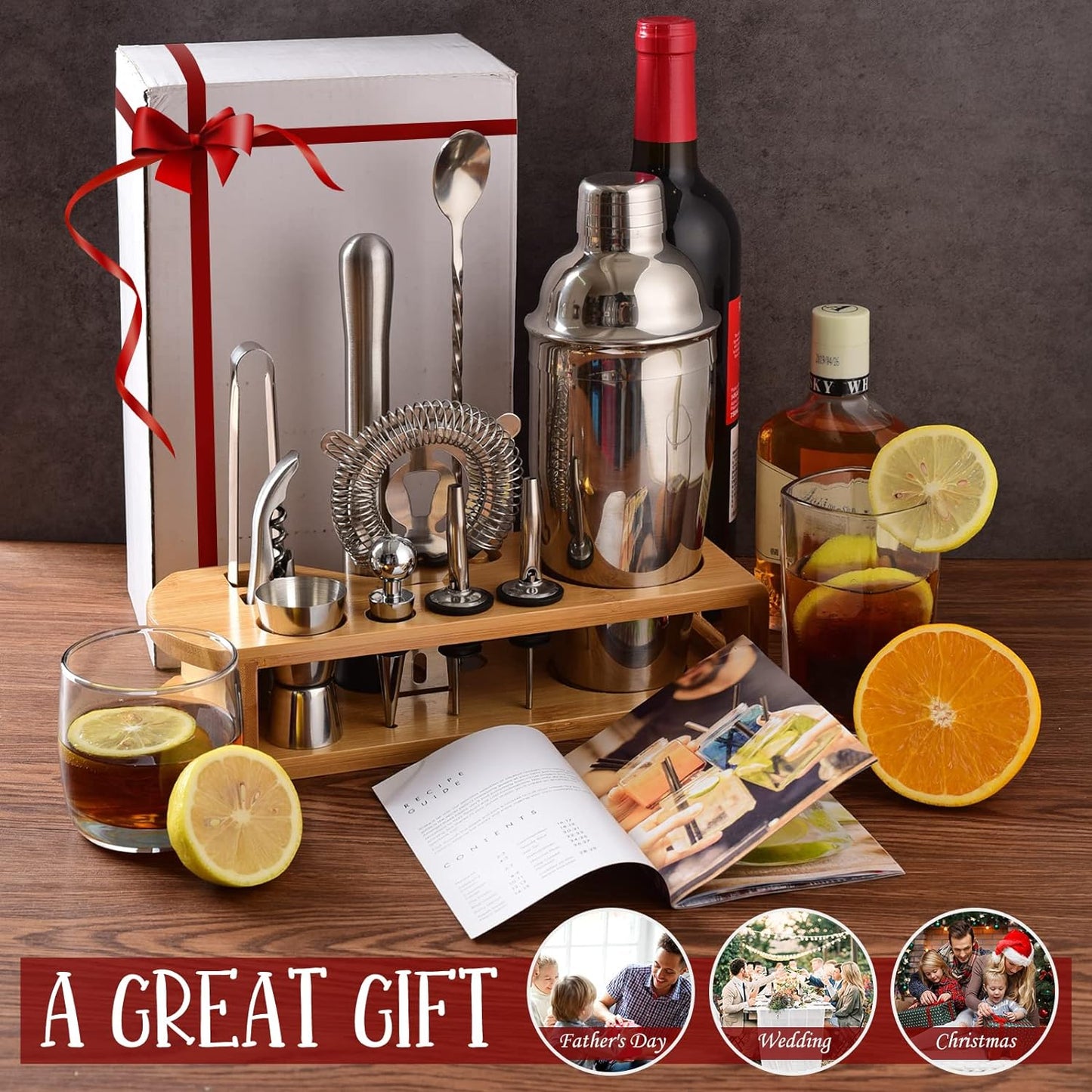 12-Piece Cocktail Shaker Set Bartender Kit for Drink Mixing, Bar, Home, Lounge & Party