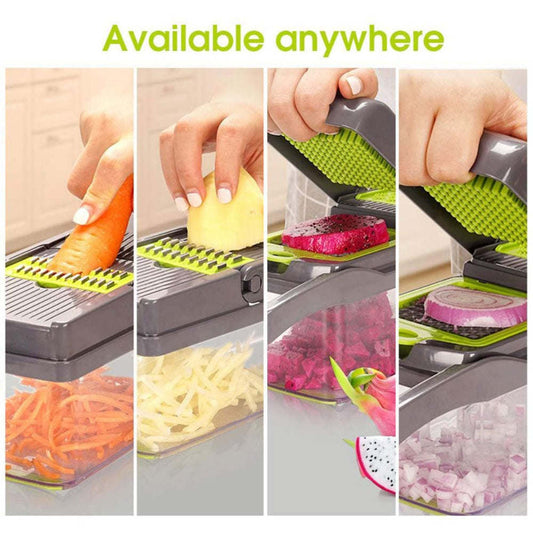 12 in 1 Multifunction Vegetable Chopper with Food Container, Quick Slicer