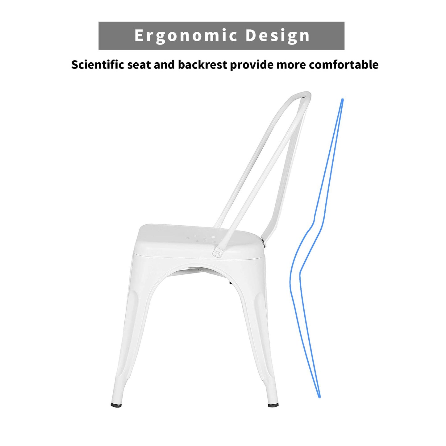 Ins Durable Outdoor Chair & Indoor Metal Chair, Dining Chairs,Patio Chairs Kitchen Chairs,18" Seat Height Restaurant Chair, Tolix Side Bar Chairs 330LBS Weight Capacity 4 Sets