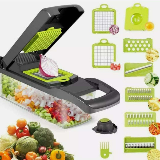 12 in 1 Multifunction Vegetable Chopper with Food Container, Quick Slicer