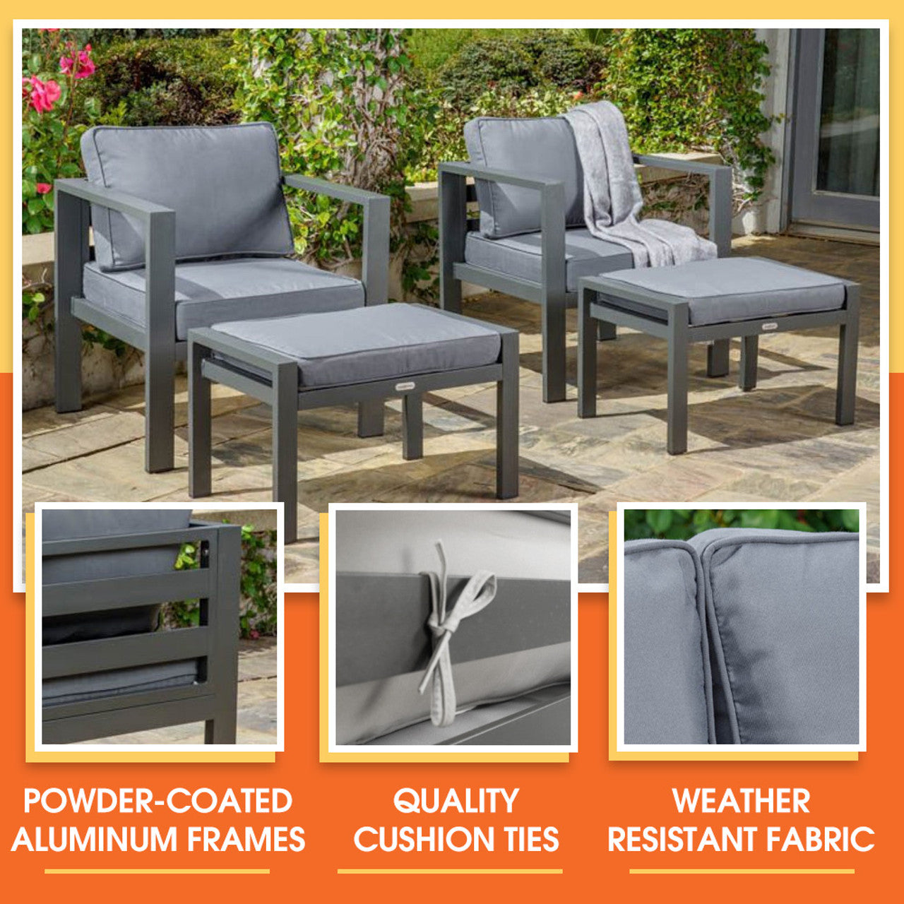 Greesum 4 Pieces Patio Furniture Set