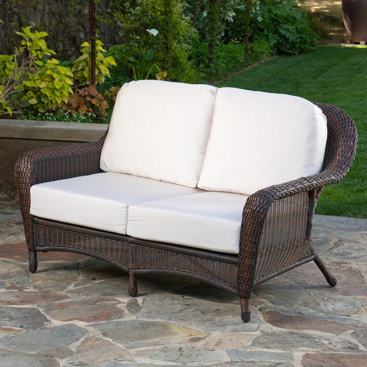 Sea Pines 6pc Outdoor Wicker Loveseat Set (Java)