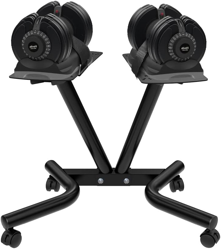 Adjustable Stand Fitness Dial Dumbbell Rack with Adjustable Belt for Home Gym Set