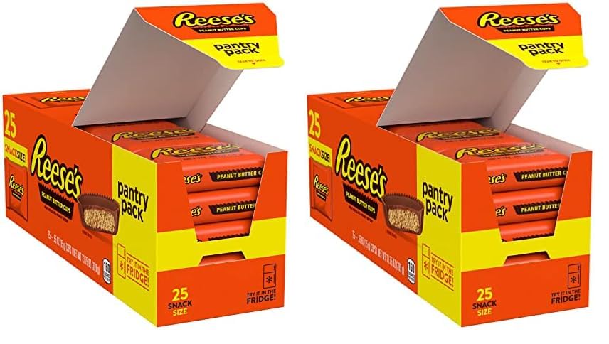 REESE'S Milk Chocolate Snack Size Peanut Butter Cups, Candy Pantry Pack, 13.75 oz (25 Pieces)