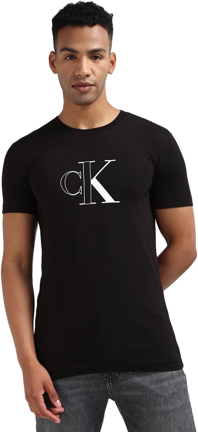 Calvin Klein Jeans Men's Outline Monologo Short Sleeve Round Neck T-Shirt