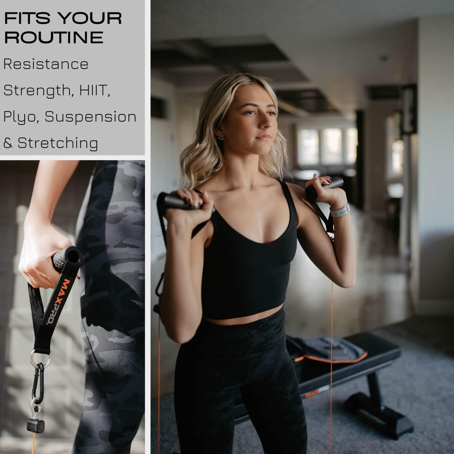 MAXPRO Fitness: Cable Home Gym | As Seen on Shark Tank | Versatile, Portable, Bluetooth Connected | Strength, HIIT, Cardio, Plyometric, Powerful 5-300lbs Resistance