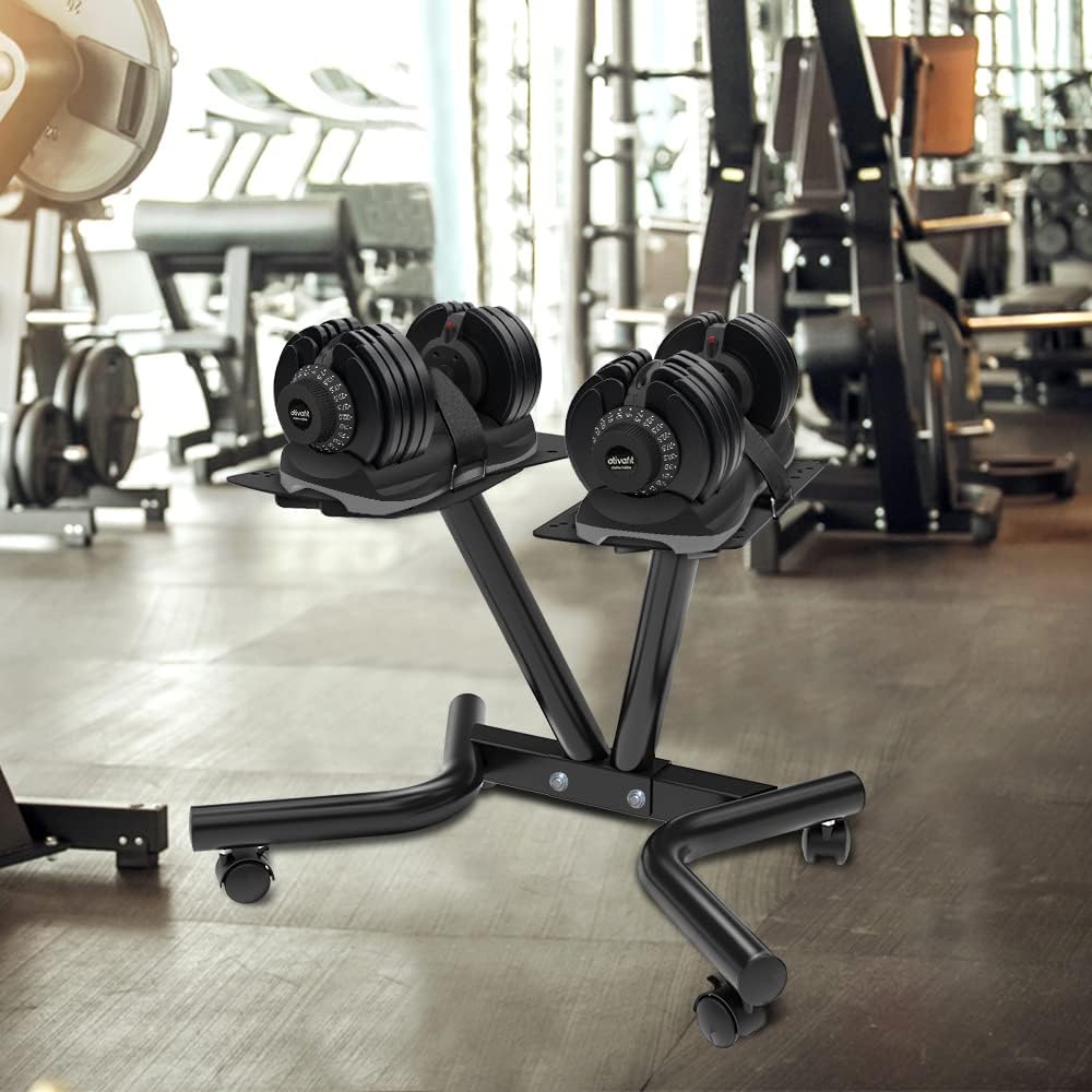 Adjustable Stand Fitness Dial Dumbbell Rack with Adjustable Belt for Home Gym Set
