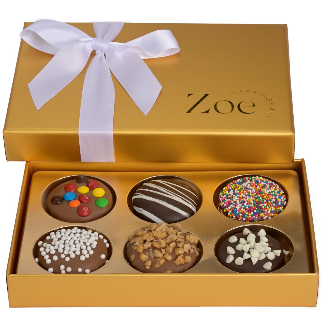 CRAVINGS BY ZOE Chocolate Covered Cookies Gift Basket | 12 Piece | Kosher Milk & Dark Belgian Chocolate Gourmet Food Gift Box | Birthday, Holiday, Thank You, Candy Gifting Men Women