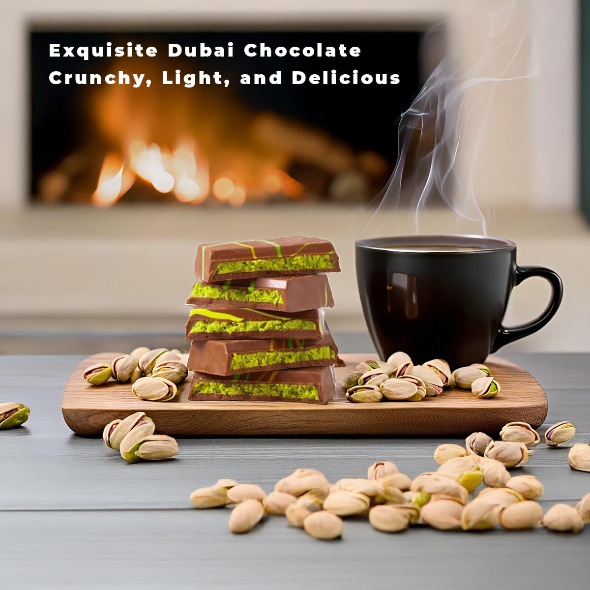 UniqBite Dubai Chocolate Bar Pistachio, Crunchy Loaded Viral Knafeh Chocolate Bar with Pistachio Cream and Kataifi, 7 oz (200gr)
