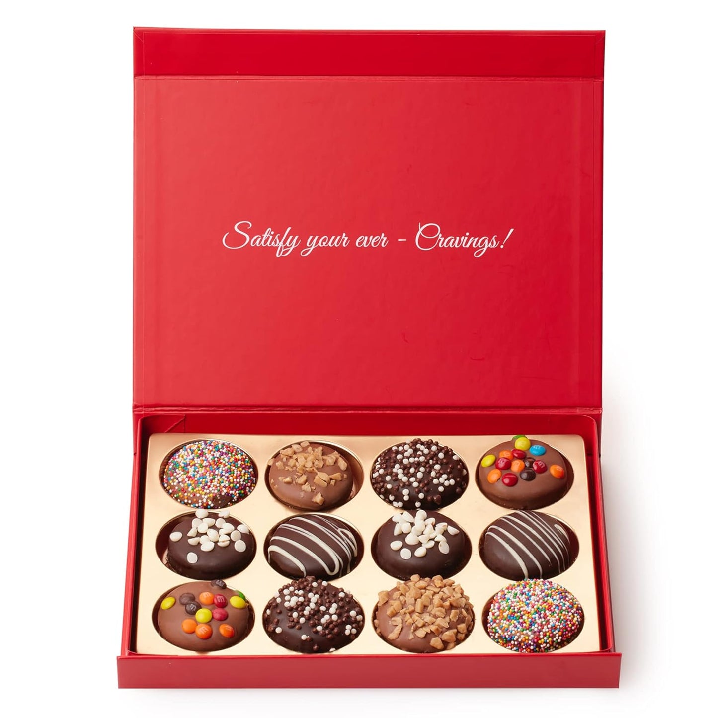 CRAVINGS BY ZOE Chocolate Covered Cookies Gift Basket | 12 Piece | Kosher Milk & Dark Belgian Chocolate Gourmet Food Gift Box | Birthday, Holiday, Thank You, Candy Gifting Men Women