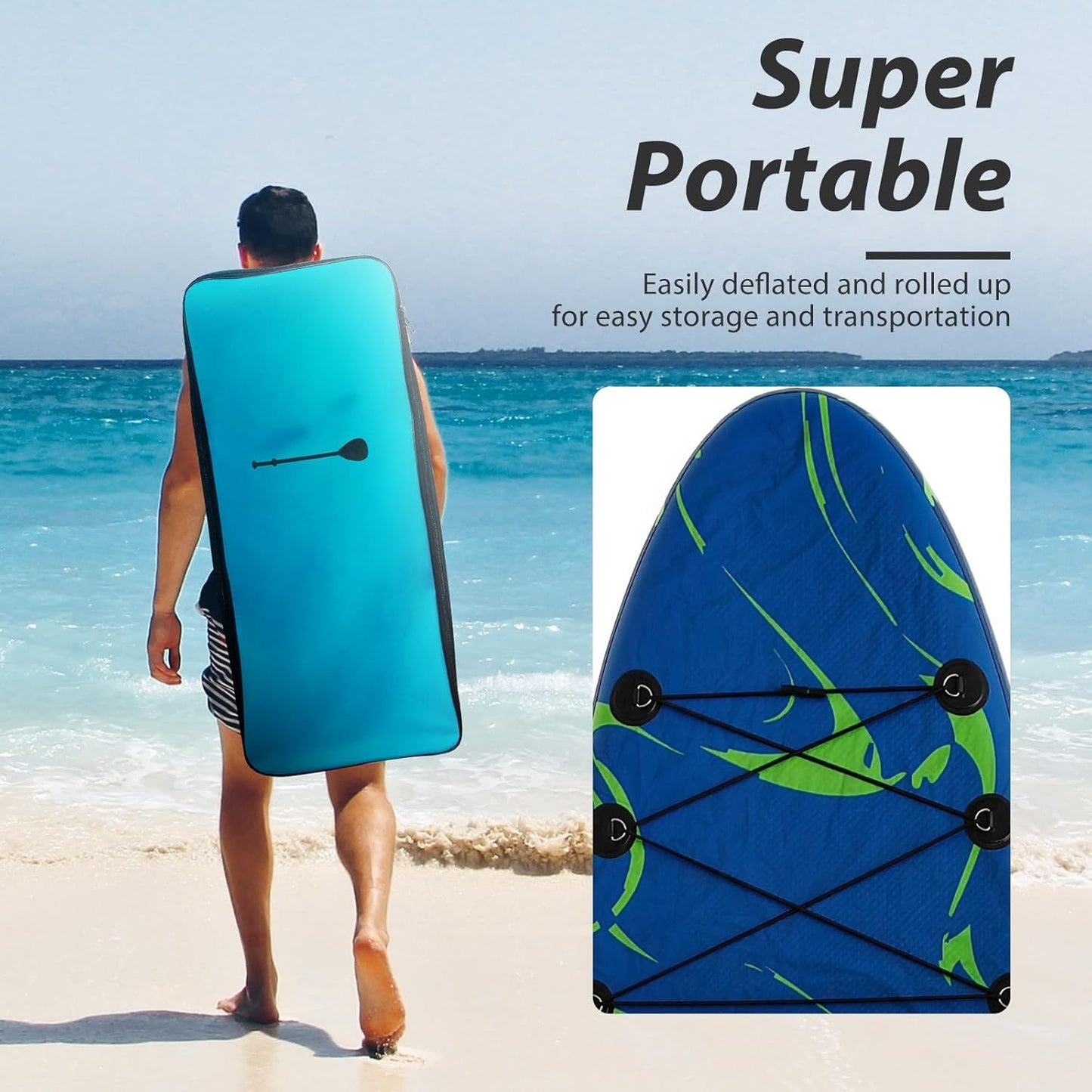 OceanLife Inflatable Paddle Board - ST - 10'6" Stand Up Paddle Boards with Premium Accessories, Aluminum Paddle, Pump, Safety Rope, Repair Kit, Backpack, Wide Stable Design, Non-Slip Deck Paddle Boards for Adults