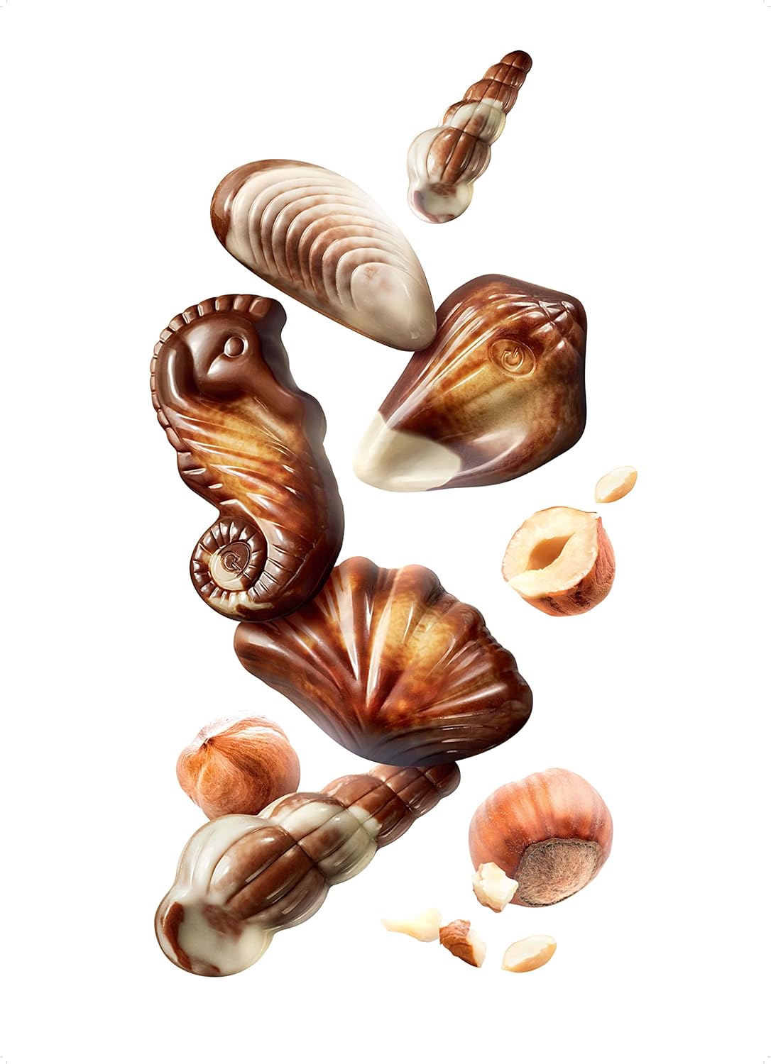 Gourmet Chocolate Hazelnut Praline Truffles by Guylian, White, Milk, and Dark Chocolate Candy Seashells, Belgian Chocolate Gift Box for Women and Men, 22 Truffles