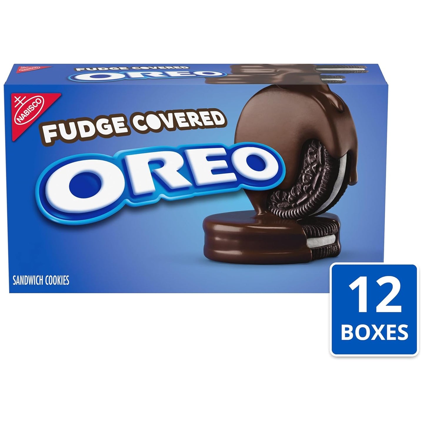 OREO Fudge Covered Chocolate Sandwich Cookies, Original Flavor, 12 - 7.9 oz Boxes