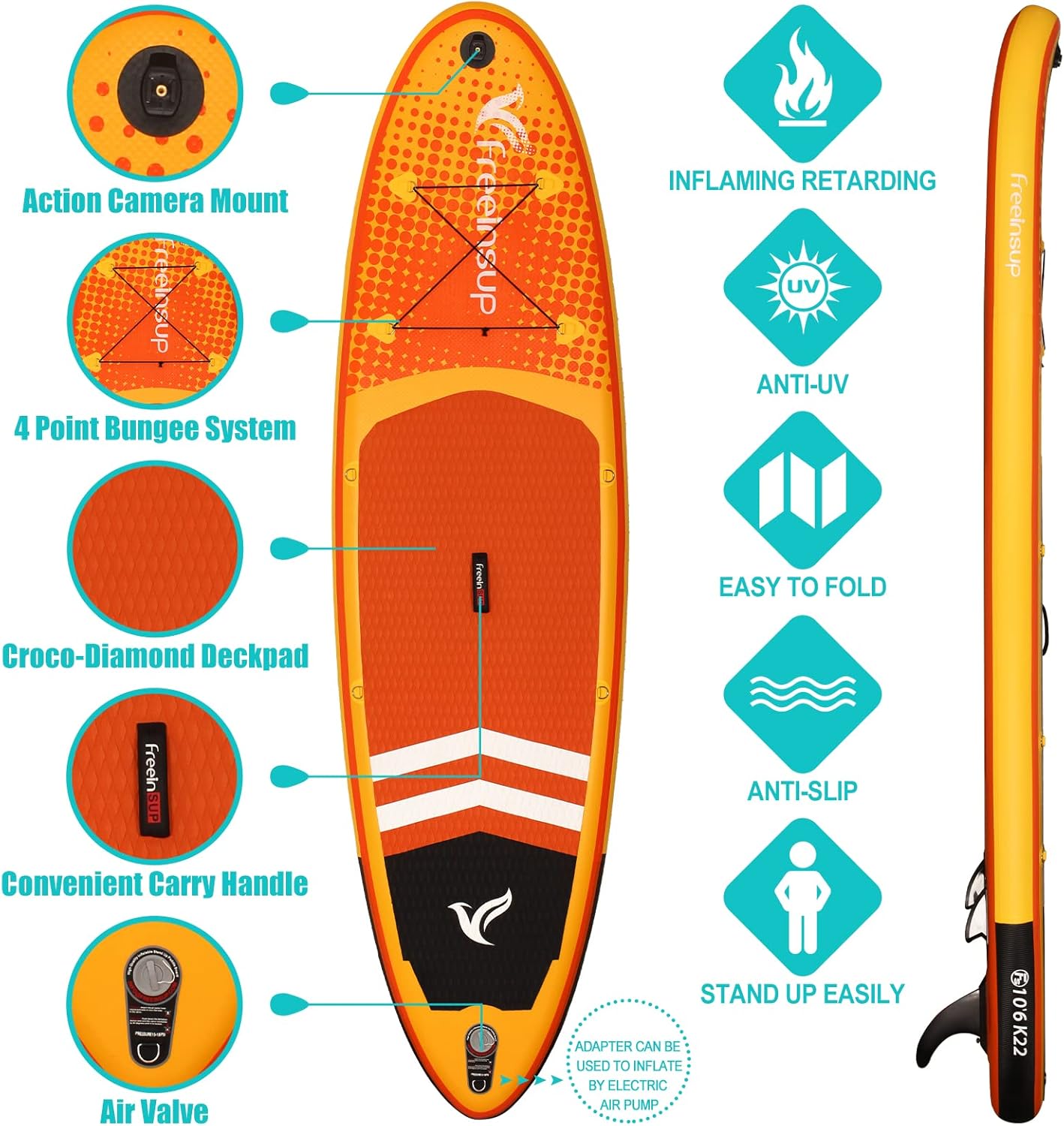 OceanLife Inflatable Stand Up Paddle Board - XT - with Kayak Seat, Paddle Boards for Adults 10'/10'6”/11', Accessories sup Pump Adaptor, Kayak Paddle