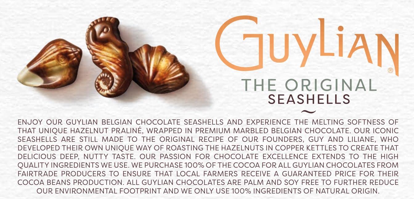 Gourmet Chocolate Hazelnut Praline Truffles by Guylian, White, Milk, and Dark Chocolate Candy Seashells, Belgian Chocolate Gift Box for Women and Men, 22 Truffles