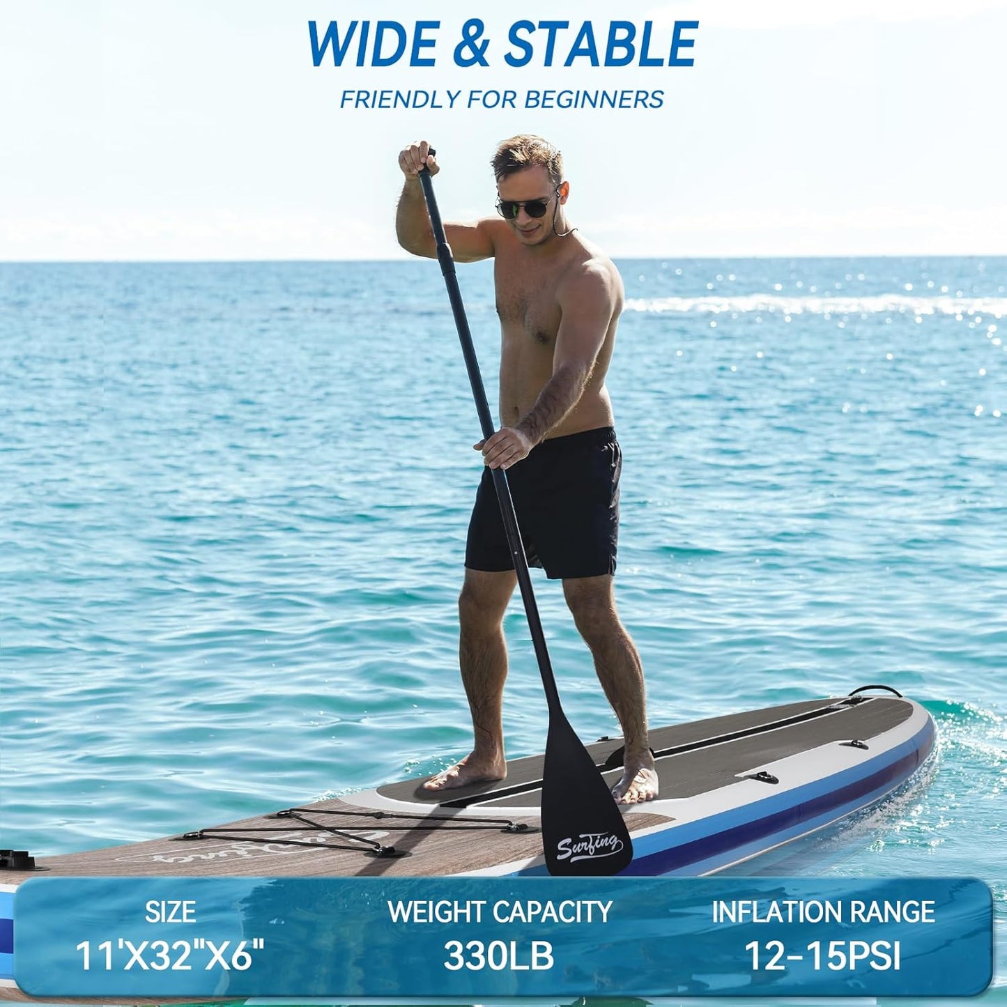 Inflatable Stand Up Paddle Board with Kayak Seat, Non-Slip Deck SUP Paddle Board with Premium Kayak and SUP Accessories & Backpack, Portable Standing Boat for Youth & Adult