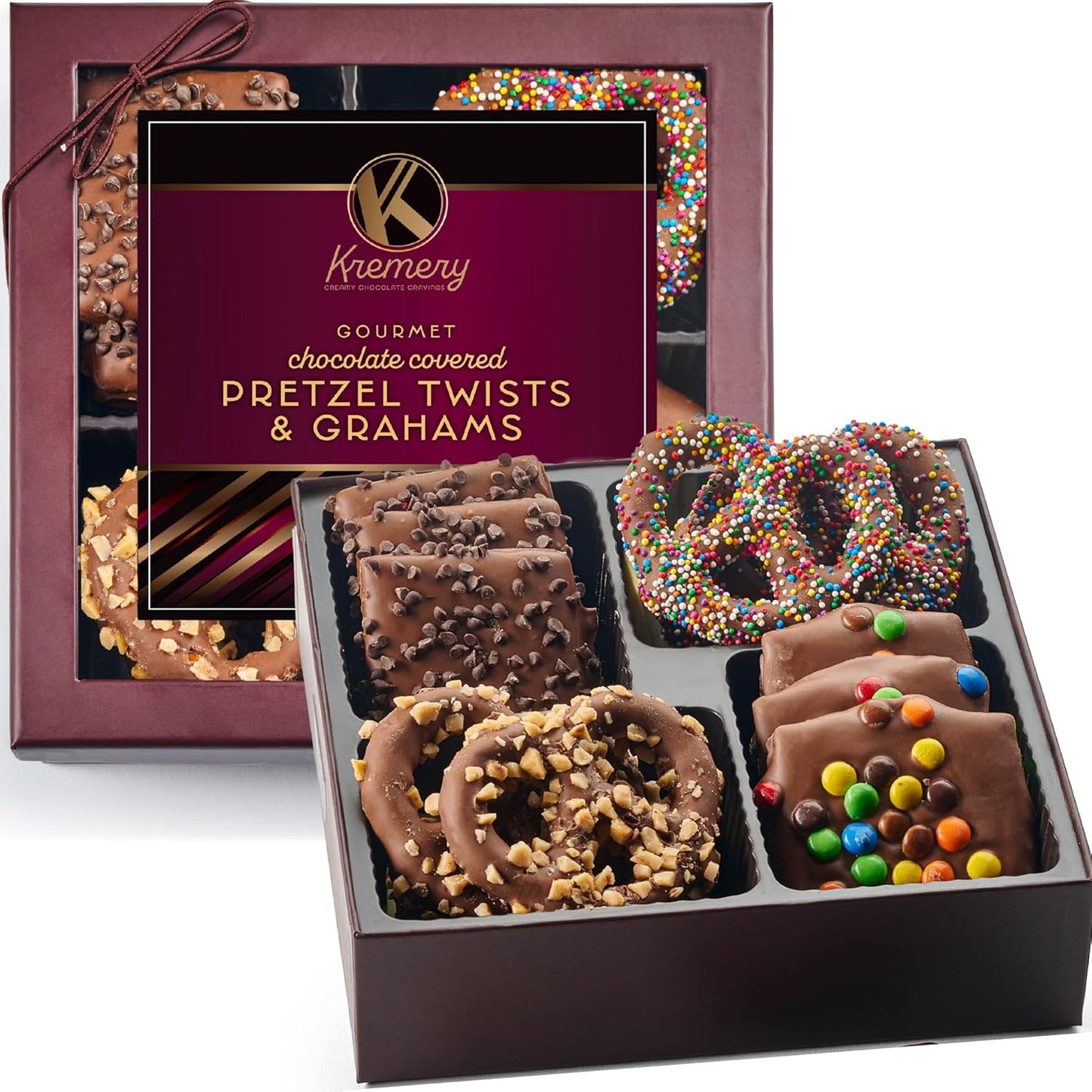KREMERY Creamy Chocolate Cravings - Purim Mishloach Manot Chocolate Covered Sandwich Cookies And Cream Gift Basket (12 Count) Birthday Sweet Treats - Assorted Candy Toppings - Kosher Dairy