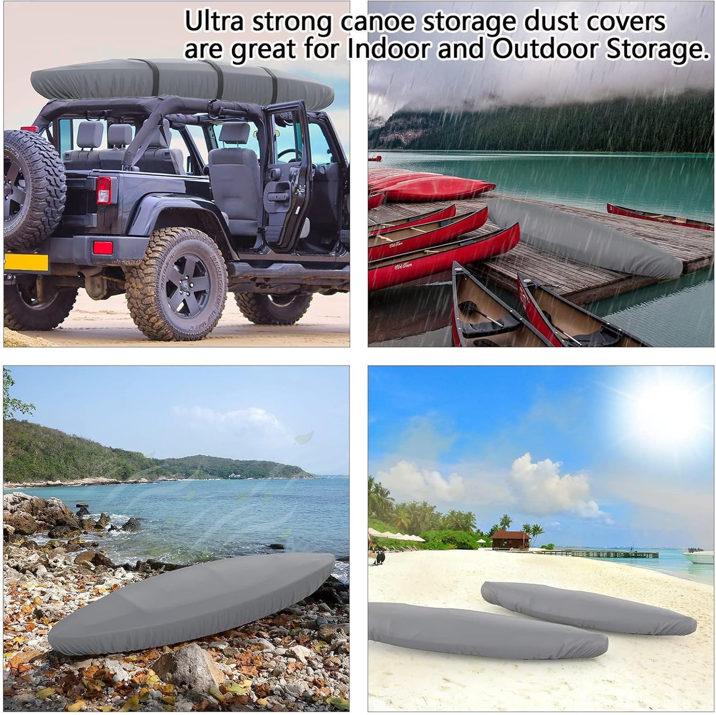 600D Waterproof Kayak Cover, Heavy Duty Paddle Board Cover for Outdoor Storage, UV Protection Sunblock Shield Dust Cover for Indoor/Outdoor Fishing Boat, 12.3-13.5ft Gray