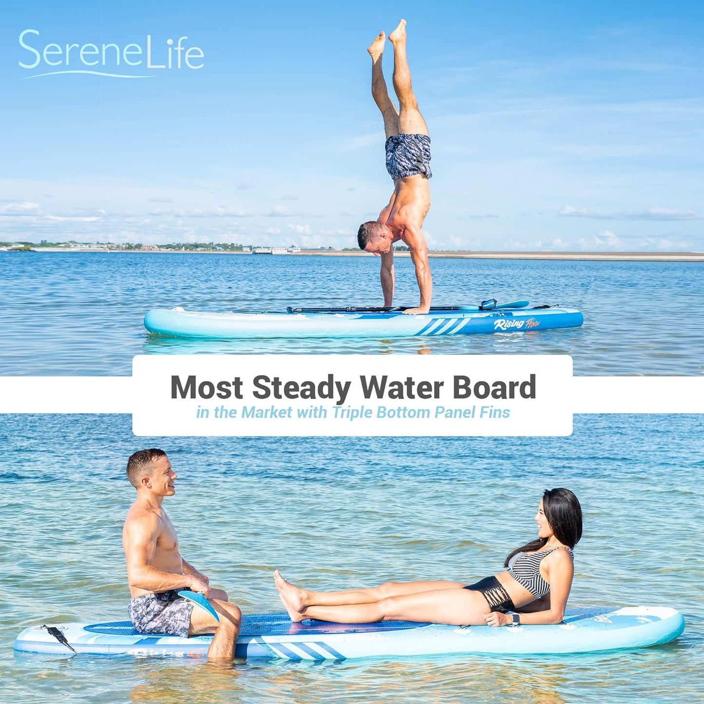 OceanLife Inflatable Stand up Paddle Board - TOT - Non-Slip SUP with Paddle, Pump, Leash, and Complete Accessories - Enjoyable Water Paddle Board for Adults and Youth with Stable and Wide Design