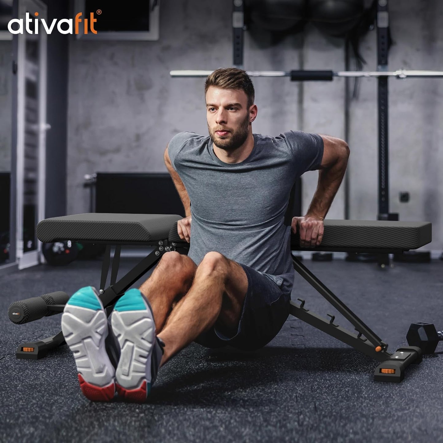 Work Out system - Weight Bench Folding Strength Training Bench for Full Body Workout Incline Bench with CST Home Workout Studio
