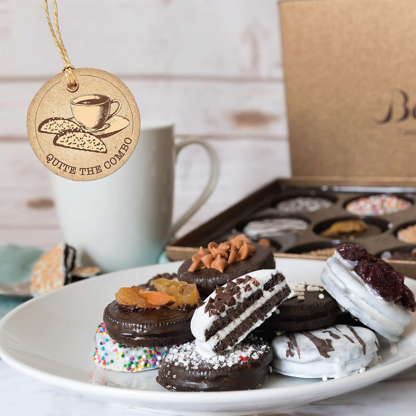 12 Chocolate Valentines Cookies Gift Basket, Gourmet Covered Candy Gift Box for Food Delivery, Cookie Gift Ideas for Galentines Friends Co-workers