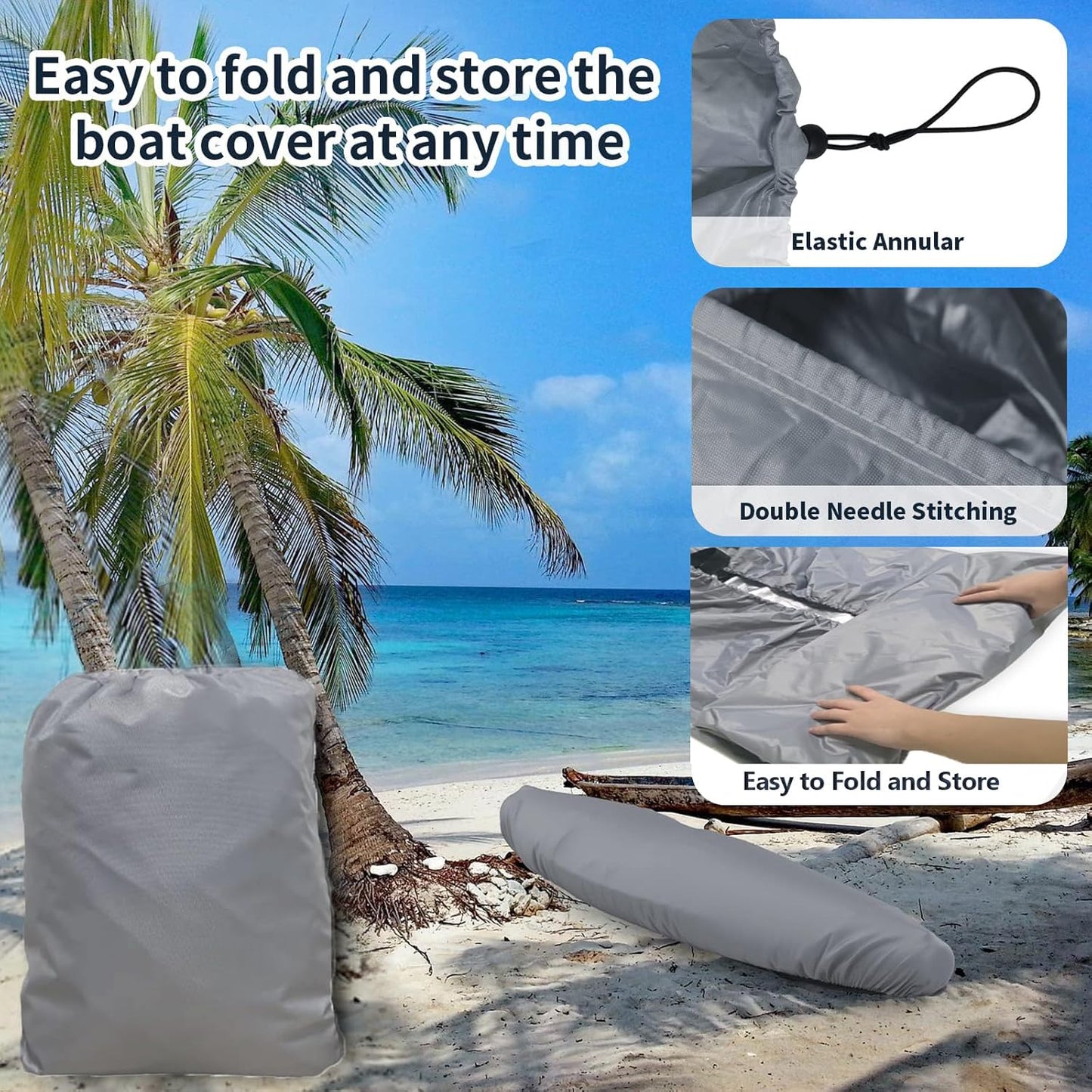 600D Waterproof Kayak Cover, Heavy Duty Paddle Board Cover for Outdoor Storage, UV Protection Sunblock Shield Dust Cover for Indoor/Outdoor Fishing Boat, 12.3-13.5ft Gray