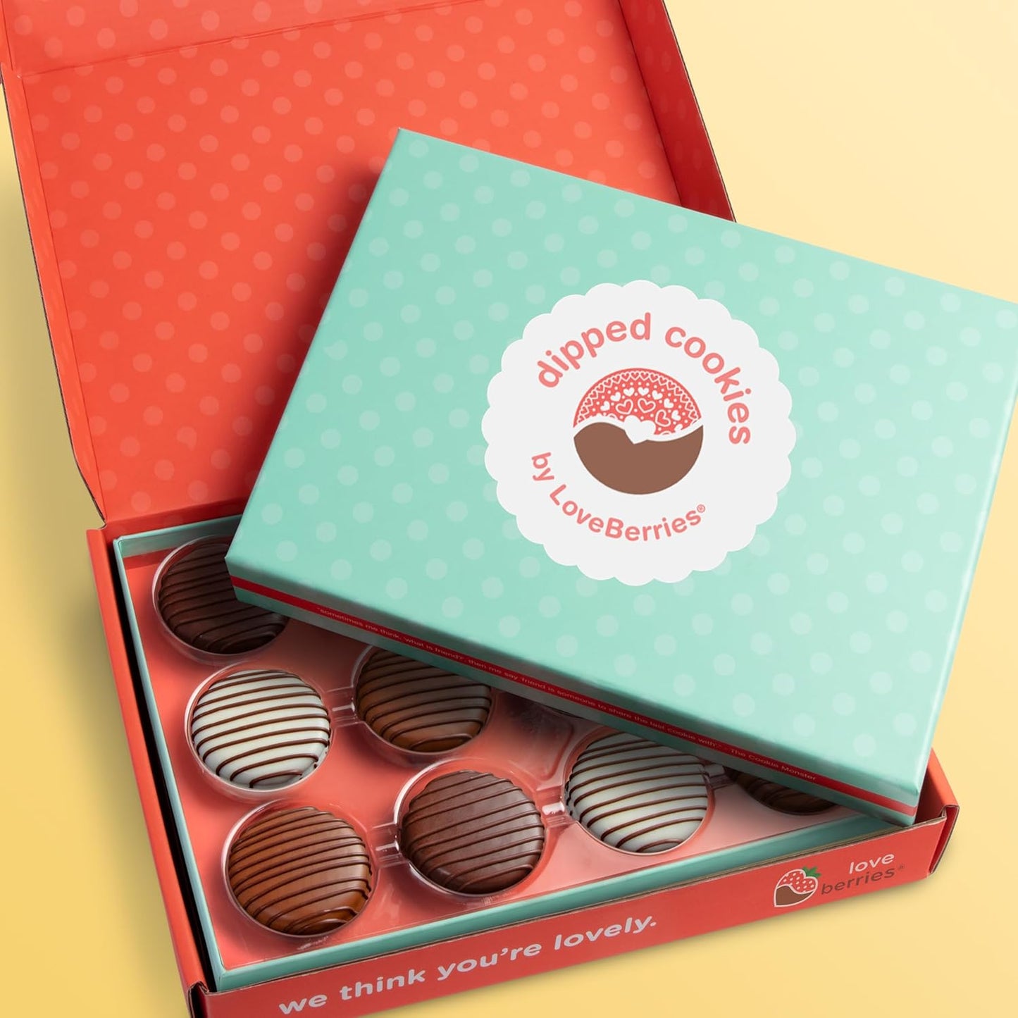 Milk, White & Dark Chocolatey Covered Sandwich Cookies Gift Box by Love Berries