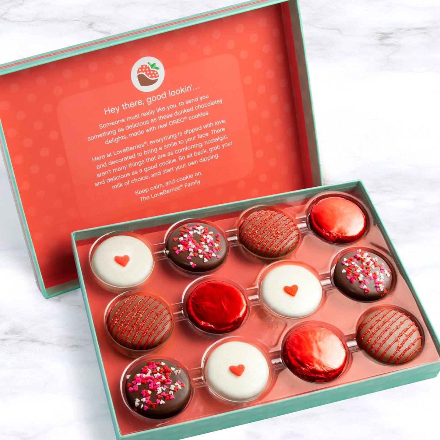 12 Chocolate Covered Love Oreos with Valentine Sleeve