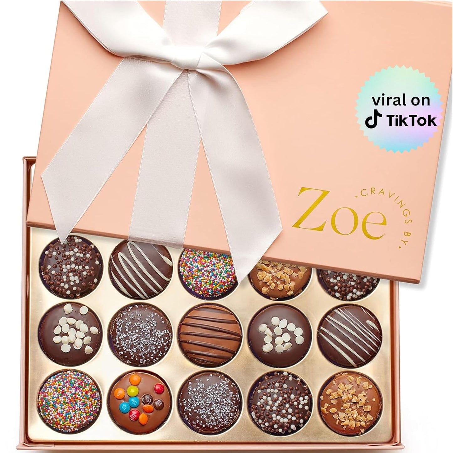 CRAVINGS BY ZOE Chocolate Covered Cookies Gift Basket | 12 Piece | Kosher Milk & Dark Belgian Chocolate Gourmet Food Gift Box | Birthday, Holiday, Thank You, Candy Gifting Men Women