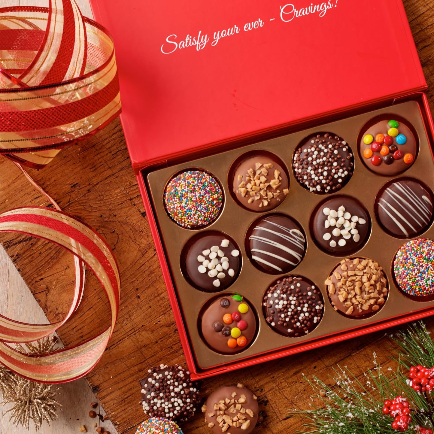 CRAVINGS BY ZOE Chocolate Covered Cookies Gift Basket | 12 Piece | Kosher Milk & Dark Belgian Chocolate Gourmet Food Gift Box | Birthday, Holiday, Thank You, Candy Gifting Men Women