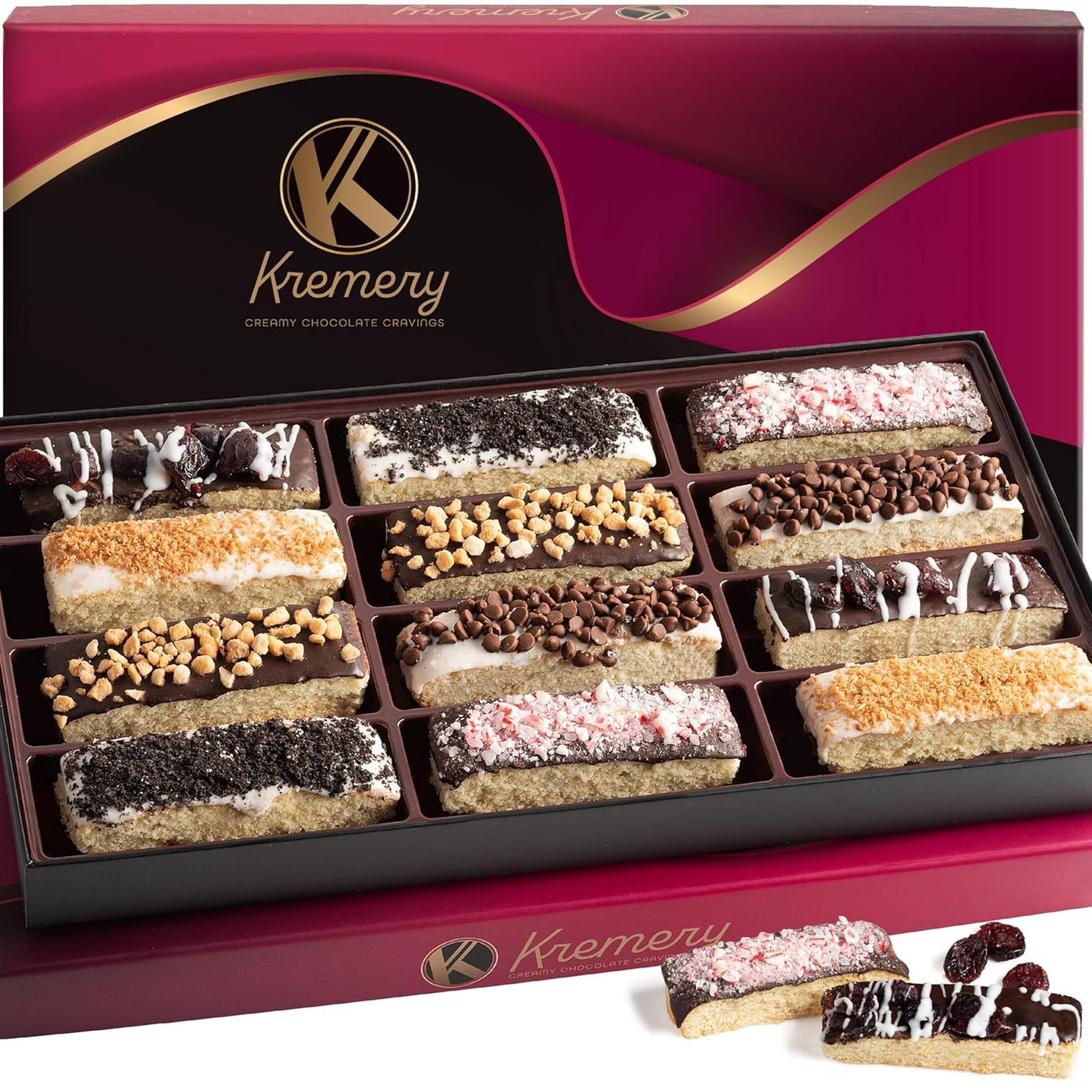 KREMERY Creamy Chocolate Cravings - Purim Mishloach Manot Chocolate Covered Sandwich Cookies And Cream Gift Basket (12 Count) Birthday Sweet Treats - Assorted Candy Toppings - Kosher Dairy