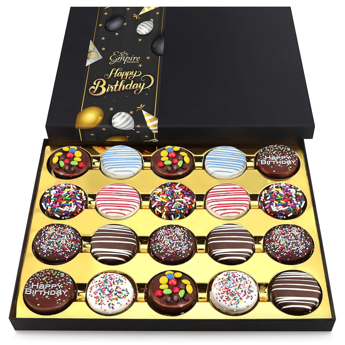 Birthday Cookies Gift Basket for Men and Women – Gourmet Chocolate Cookies, Happy Birthday treats for Food Gifts by Empire Delights, 12 Count Chocolate Gift Box