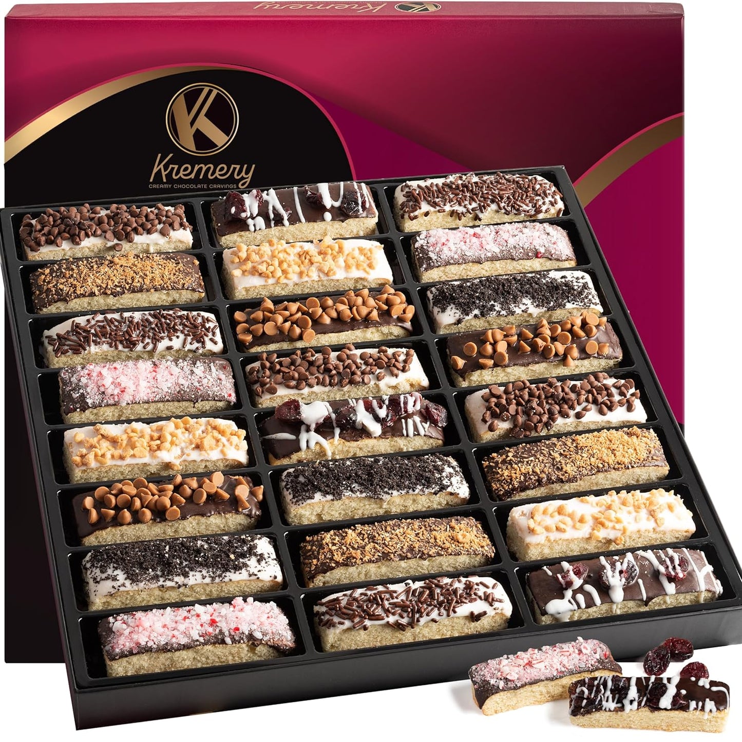 KREMERY Creamy Chocolate Cravings - Purim Mishloach Manot Chocolate Covered Sandwich Cookies And Cream Gift Basket (12 Count) Birthday Sweet Treats - Assorted Candy Toppings - Kosher Dairy