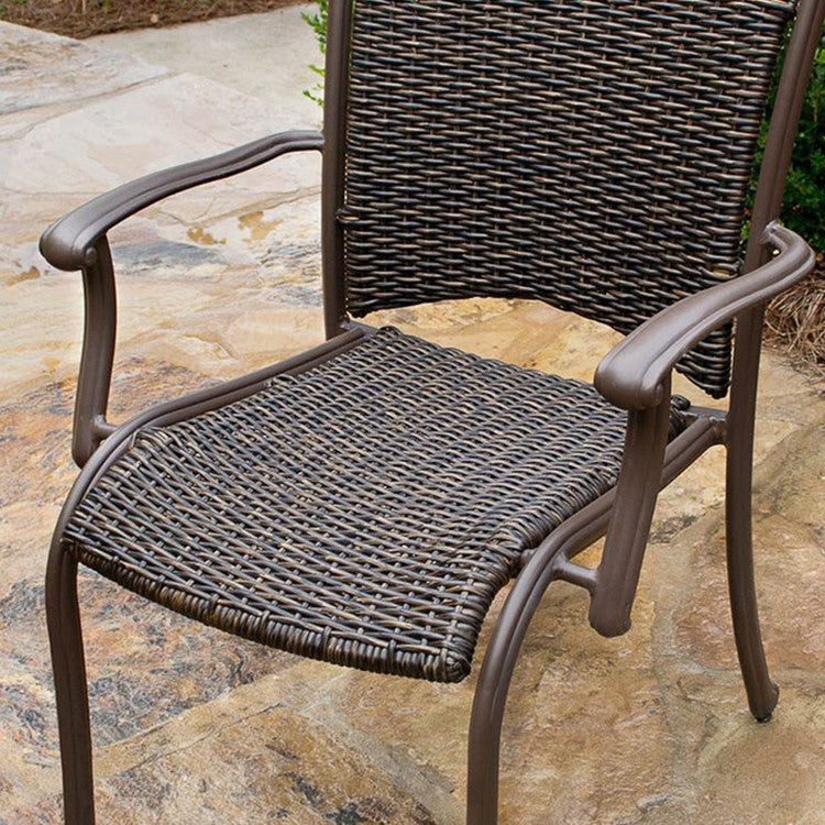 Marquesas 5pc Outdoor Dining Set (48" Stone Outdoor Table & Wicker Dining Chairs)