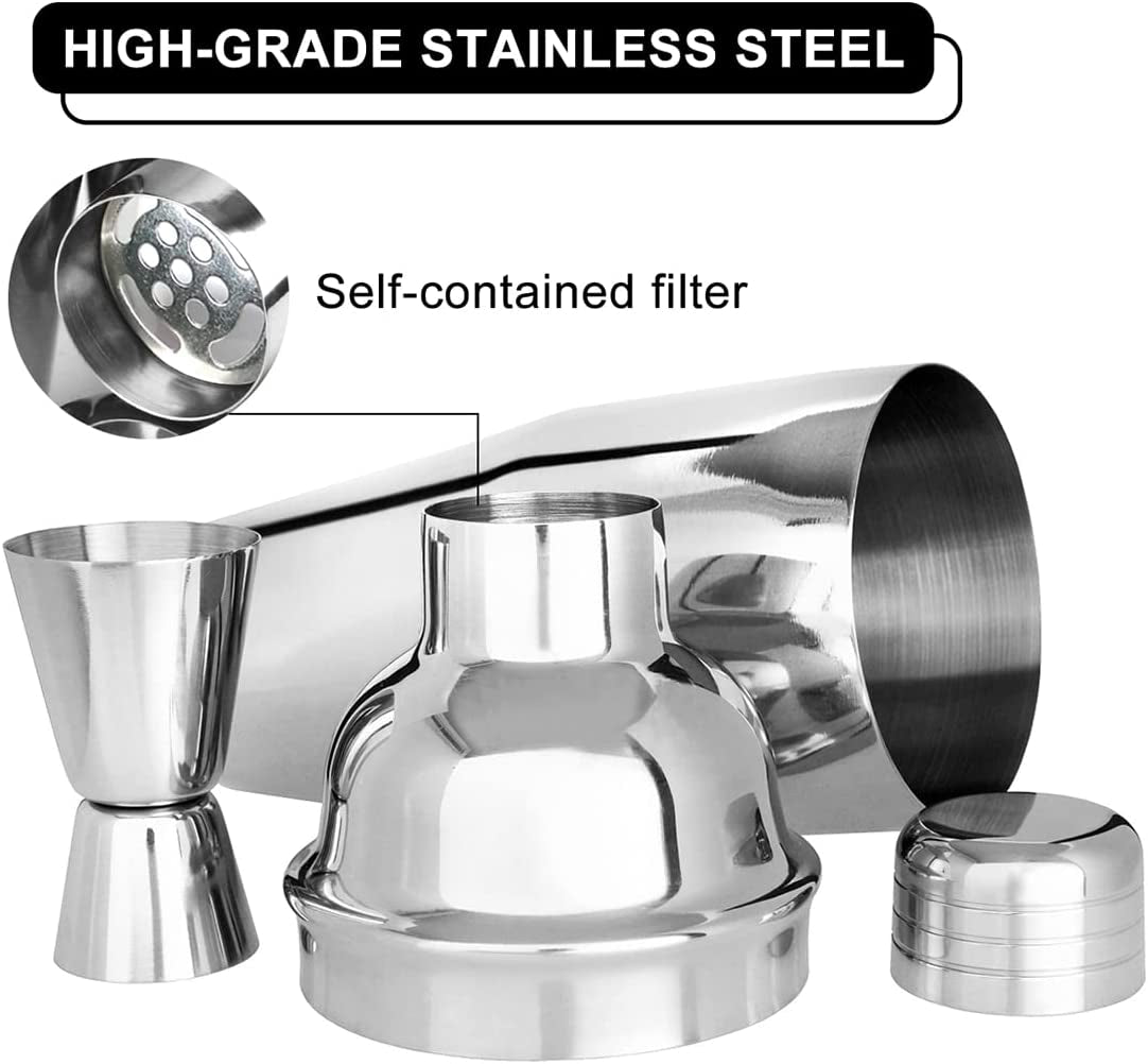 Cocktail Shaker Set, 18Oz Stainless Steel Bartender Kit Martini Margarita Cocktail Set Mix Drink Making Kit, Professional Bar and Home Drink Bar Tools