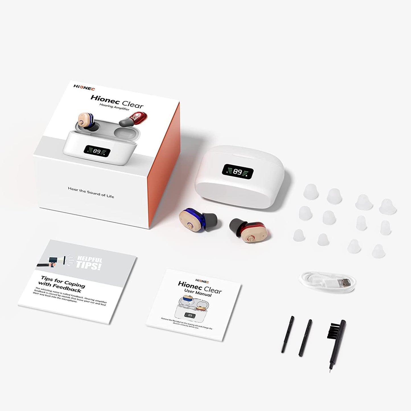 Rechargeable Hearing Aids for Seniors & Adults - Manual Volume Control | 120 Hrs. Bat. | LED Display Hearing Amplifiers for Mild to Moderate Hearing Loss | Personal Sound Amplification Devices